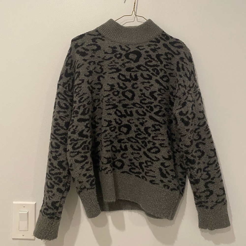 Workshop Republic Clothing Black and Gray Animal Print Sweater